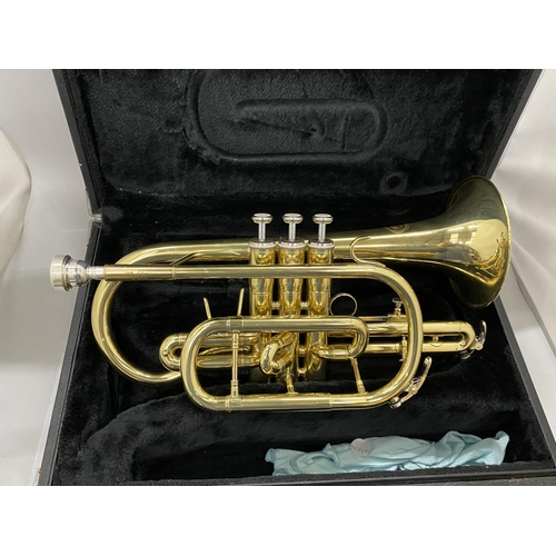 36 - A CASED JUPITER JCR-520M CORNET WITH MOUTHPIECE