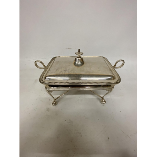 9 - A WILLIAM HUTTON & SONS CROSSED ARROWS SILVER PLATE CHAFING DISH