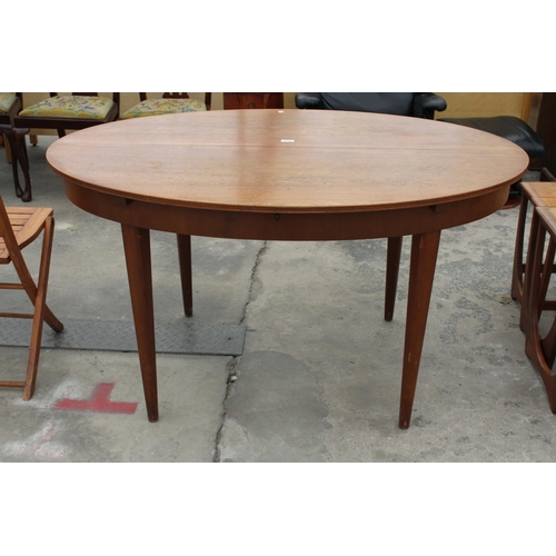 2811 - AN OVAL RETRO TEAK GREAVES AND THOMAS EXTENDING DINING TABLE, 54