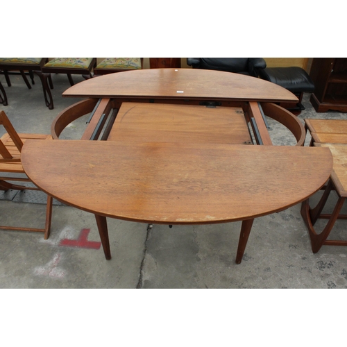 2811 - AN OVAL RETRO TEAK GREAVES AND THOMAS EXTENDING DINING TABLE, 54