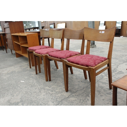 2813 - A SET OF FOUR RETRO TEAK DINING CHAIRS