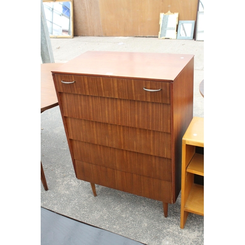 2815 - A RETRO TEAK WATERFALL CHEST OF FIVE DRAWERS, 30