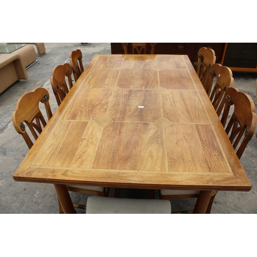 2823 - A BARKER AND STONEHOUSE FLAGSTONE DINING TABLE ENCLOSING SIX DRAWERS, 75