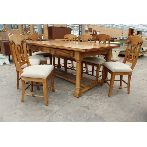 2823 - A BARKER AND STONEHOUSE FLAGSTONE DINING TABLE ENCLOSING SIX DRAWERS, 75