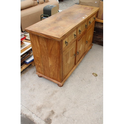 2824 - A BARKER AND STONEHOUSE FLAGSTONE SIDEBOARD ENCLOSING THREE DRAWERS AND THREE CUPBOARDS, 55