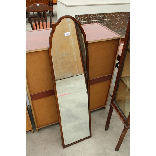 2837 - A MID 20TH CENTURY WALNUT WALL MIRROR, 49