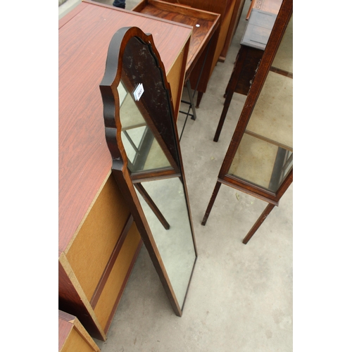 2837 - A MID 20TH CENTURY WALNUT WALL MIRROR, 49