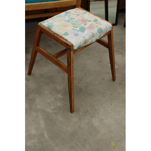 2838 - A MID 20TH CENTURY BEECH ELBOW CHAIR AND SIMILAR STOOL