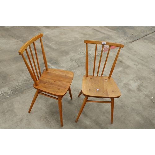 2842 - PAIR OF ELM AND BEECH BLONDE ERCOL STYLE STICK BACK CHAIRS, B.S.I.J-1960-2056