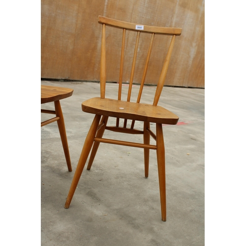 2842 - PAIR OF ELM AND BEECH BLONDE ERCOL STYLE STICK BACK CHAIRS, B.S.I.J-1960-2056