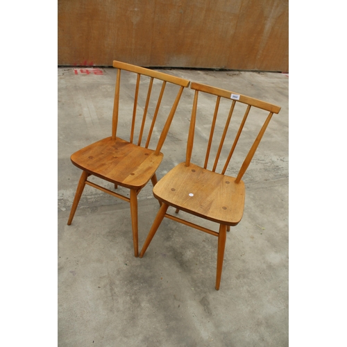 2842 - PAIR OF ELM AND BEECH BLONDE ERCOL STYLE STICK BACK CHAIRS, B.S.I.J-1960-2056