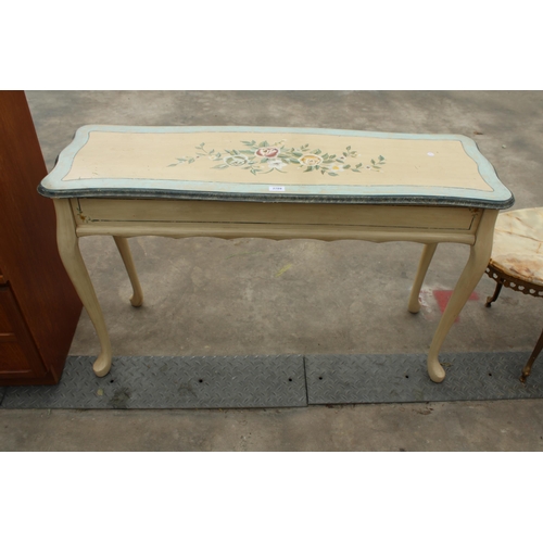 2789 - A FLORAL PAINTED CONSOLE TABLE, 47