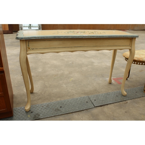 2789 - A FLORAL PAINTED CONSOLE TABLE, 47