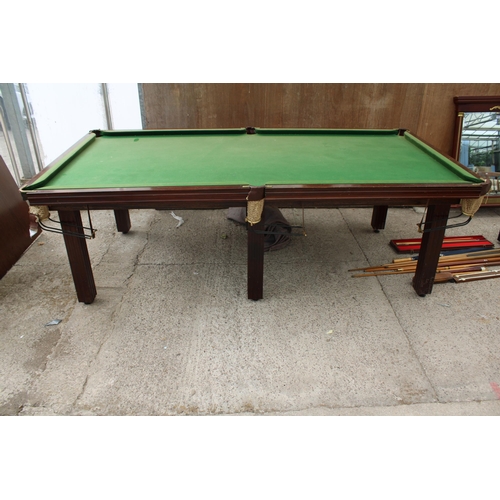 2790 - A BELIEVED HALF SIZE SIX LEG SNOOKER TABLE, 8'2