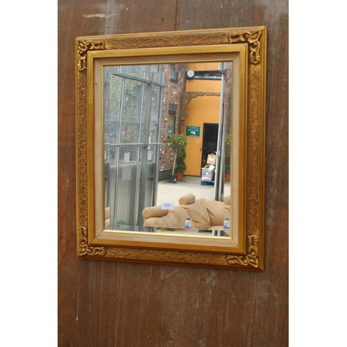 2791 - A MODERN GILT FRAMED BEVEL EDGE WALL MIRROR, 26