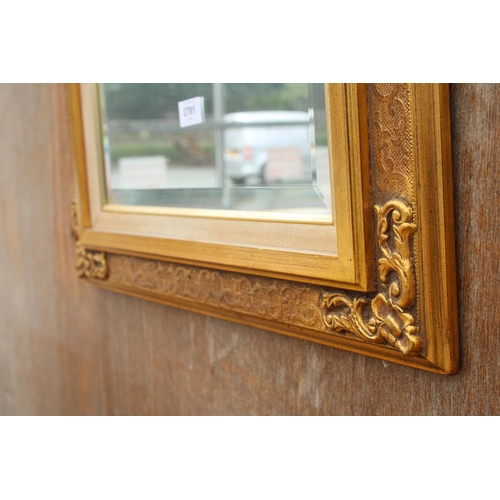 2791 - A MODERN GILT FRAMED BEVEL EDGE WALL MIRROR, 26