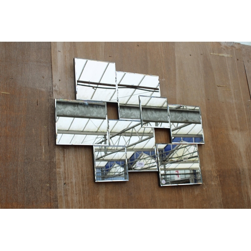 2793 - A GEOMETRIC ABSTRACT ART DECO STYLE WALL MIRROR, 32