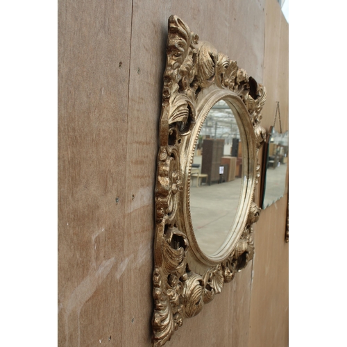 2795 - A 19TH CENTURY STYLE GILT EFFECT WALL MIRROR, 38