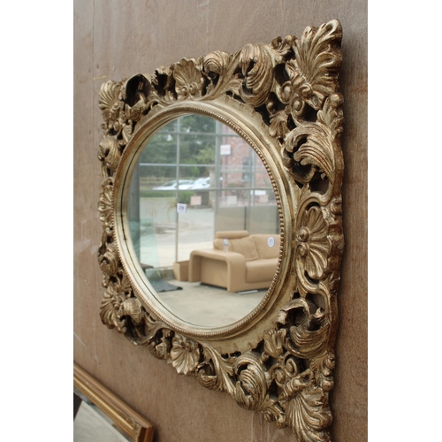 2795 - A 19TH CENTURY STYLE GILT EFFECT WALL MIRROR, 38