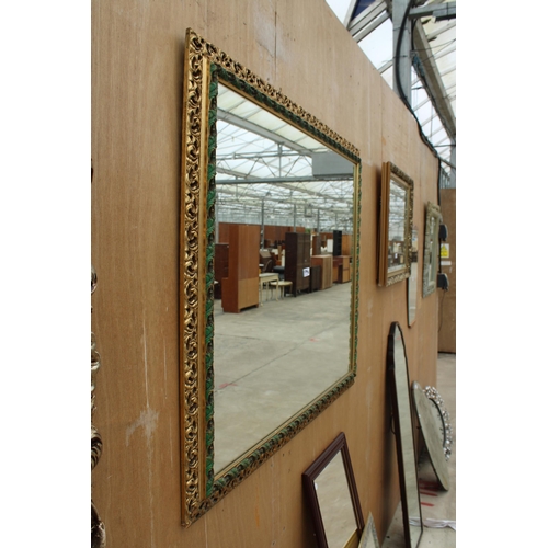 2796A - A MODERN GILT FRAMED BEVEL EDGE WALL MIRROR, 44