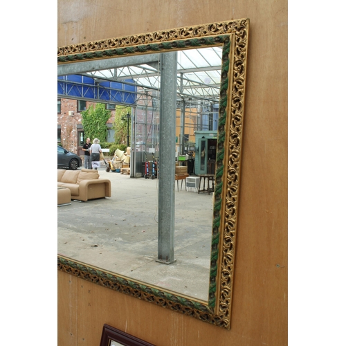 2796A - A MODERN GILT FRAMED BEVEL EDGE WALL MIRROR, 44