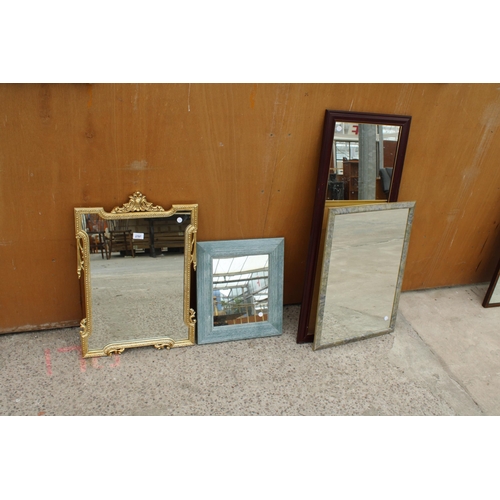 2797 - A MODERN GILT WALL MIRROR AND THREE OTHERS