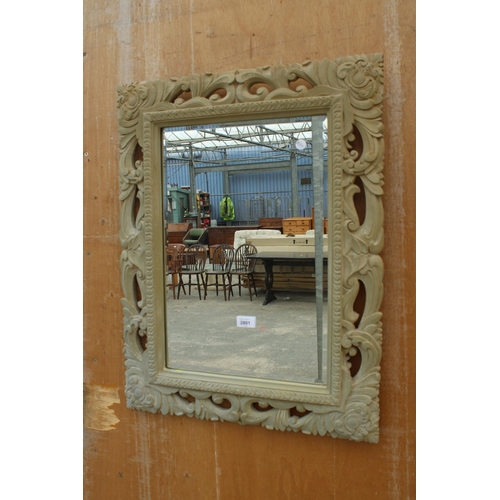 2801 - A 19TH CENTURY STYLE BEVEL EDGE WALL MIRROR, 28