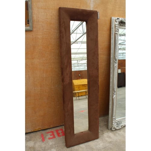 2804 - A WALL MIRROR WITH UPHOLSTERED FRAME 71.5