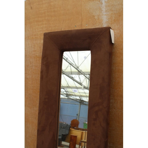 2804 - A WALL MIRROR WITH UPHOLSTERED FRAME 71.5