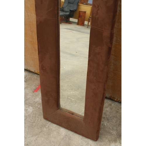 2804 - A WALL MIRROR WITH UPHOLSTERED FRAME 71.5