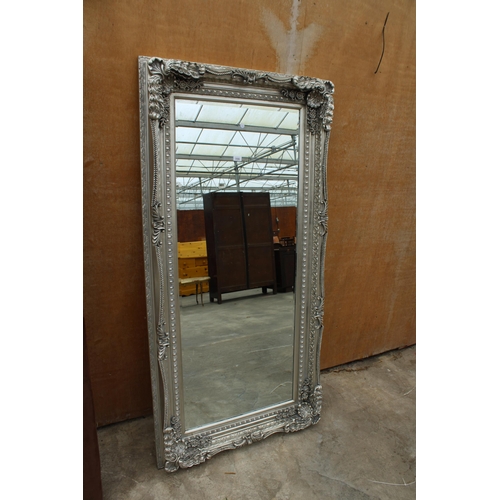 2806 - A 19TH CENTURY STYLE SILVER GILT MIRROR WITH BEVEL EDGE 69