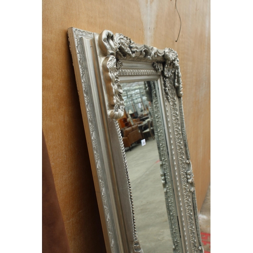 2806 - A 19TH CENTURY STYLE SILVER GILT MIRROR WITH BEVEL EDGE 69