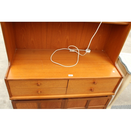 2807 - A RETRO TEAK NATHAN STYLE UNIT ENCLOSING FOUR DRAWERS AND TWO CUPBOARDS, 40