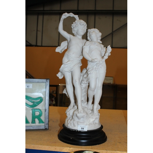 84 - A FAUX ALABASTER FIGURAL GROUP 