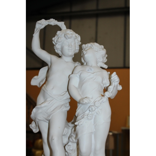 84 - A FAUX ALABASTER FIGURAL GROUP 