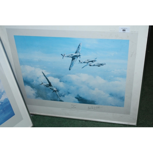 86 - TWO SIGNED LIMITED EDITION PRINTS COMPRISING SPITFIRE BY ROBERT TAYLOR SIGNED FIRST EDITION PRINT BY... 