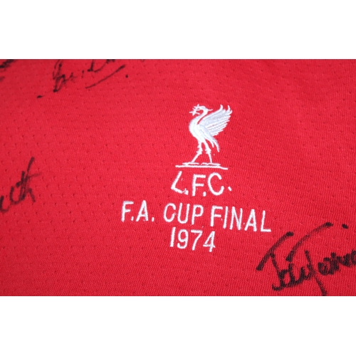 88 - A 1974 LIVERPOOL FC FOOTBALL SHIRT SIGNED BY KEVIN KEEGAN, TOMMY SMITH, IAN CALAGHAN, JOHN TOSHACK, ... 