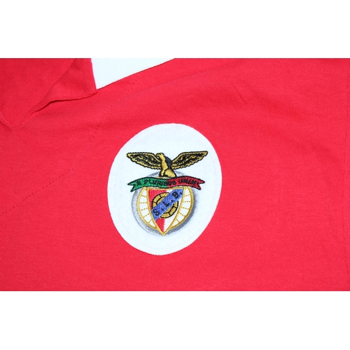 91 - A BENFICA FC FOOTBALL SHIRT SIGNED BY EUSEBIO - WHIST WE BELIEVE THE SIGNATURE TO BE GENUINE, THERE ... 