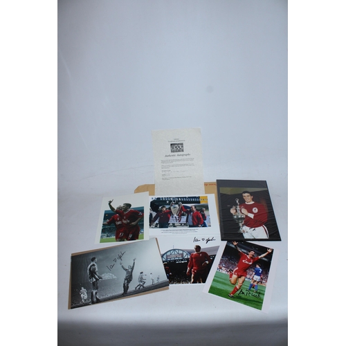 92 - FIVE SIGNED PHOTOGRAPHS OF LIVERPOOL FC PLAYERS (ONE WITH CERTIFICATE) RON YEATS, IAN ST JOHN (TWICE... 