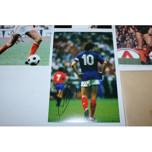 93 - FOUR SIGNED PHOTOGRAPHS OF INTERNATIONAL FOOTBALL PLAYERS - GERD MULLER, MICHEL PLATINE AMD JOHAN CR... 