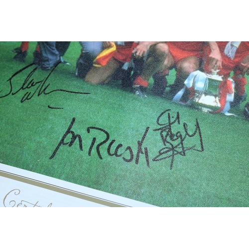 97 - A MULTI SIGNED CANVAS OF THE 1986 LIVERPOOL FC TEAM  WITH COA