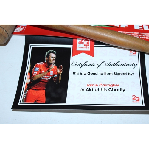 98 - A JAMIE CARRAGHER SIGNED LIVERPOOL POSTER LIMITED EDITION IN AID OF HIS CHARITY NUMBER 241 WITH COA