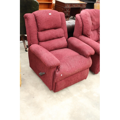 2844 - A MODERN PURPLE RECLINER CHAIR