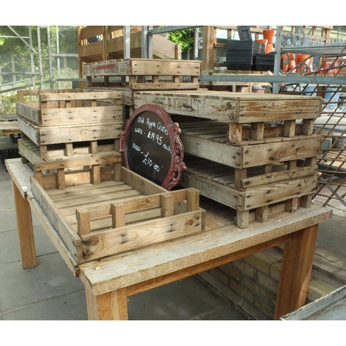 17 - BENCH AND ELEVEN APPLE CRATES PLUS VAT