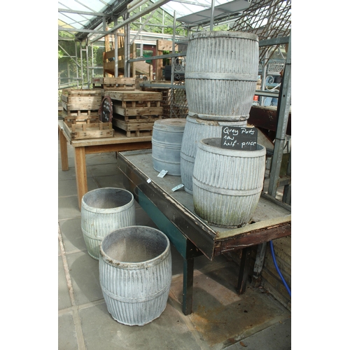 18 - BENCH AND SIX RUSTIC IMITATION DOLLY TUBS PLUS VAT