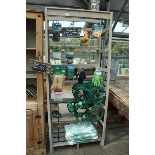 23 - DISPLAY STAND WITH GARDENING ACCESSORIES PLUS VAT