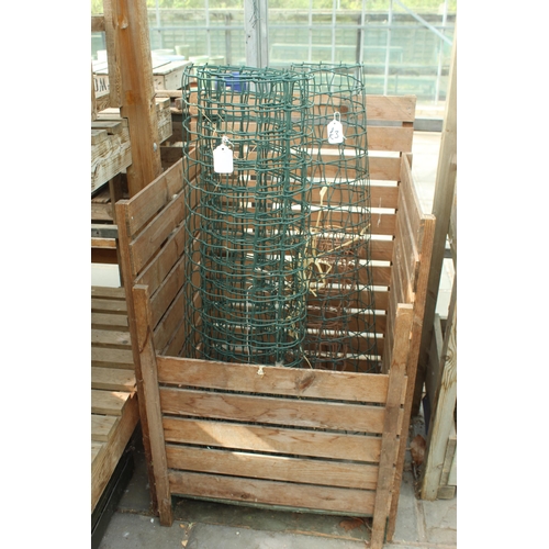 28 - TWO STANDS PLUS TWO ROLLS OF WIRE AND APPROX 29 WICKER HANGING BASKETS  PLUS VAT