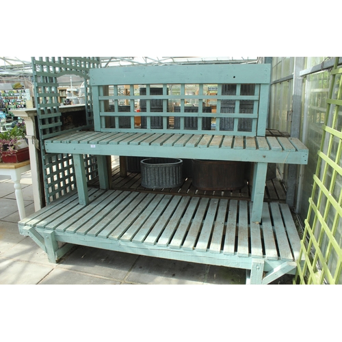 36 - BLUE WOODEN DISPLAY STAND PLUS VAT