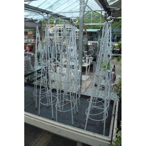 48 - DISPLAY STAND GLASS TABLE 7 BASKETS AND NINE OBELISKS  PLUS VAT