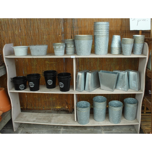 7 - DISPLAY STAND PLUS 81 METAL POTS PLUS VAT